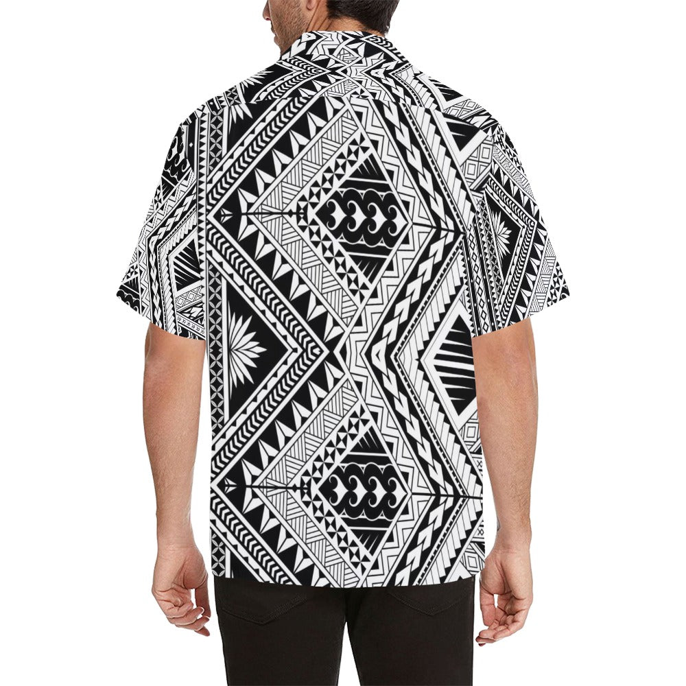 Samoan Tattoo Style Print Design LKS307 Men's Hawaiian Shirt