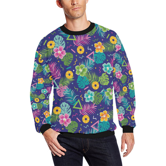 Hawaiian Themed Pattern Print Design H014 Men Long Sleeve Sweatshirt