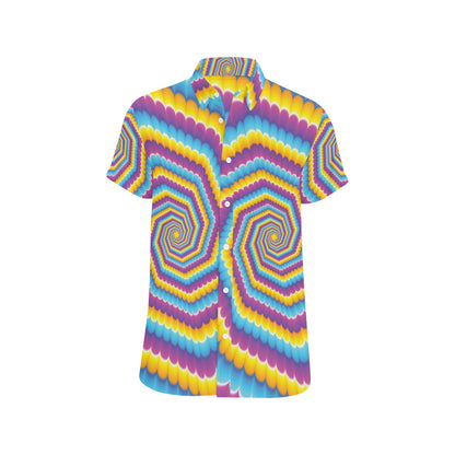 Optical illusion Pattern Print Design A04 Men's Short Sleeve Button Up Shirt