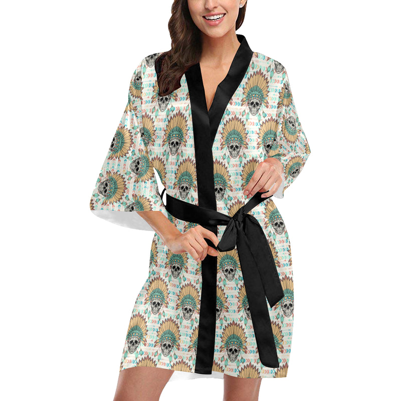 Boho Pattern Print Design 04 Women's Short Kimono