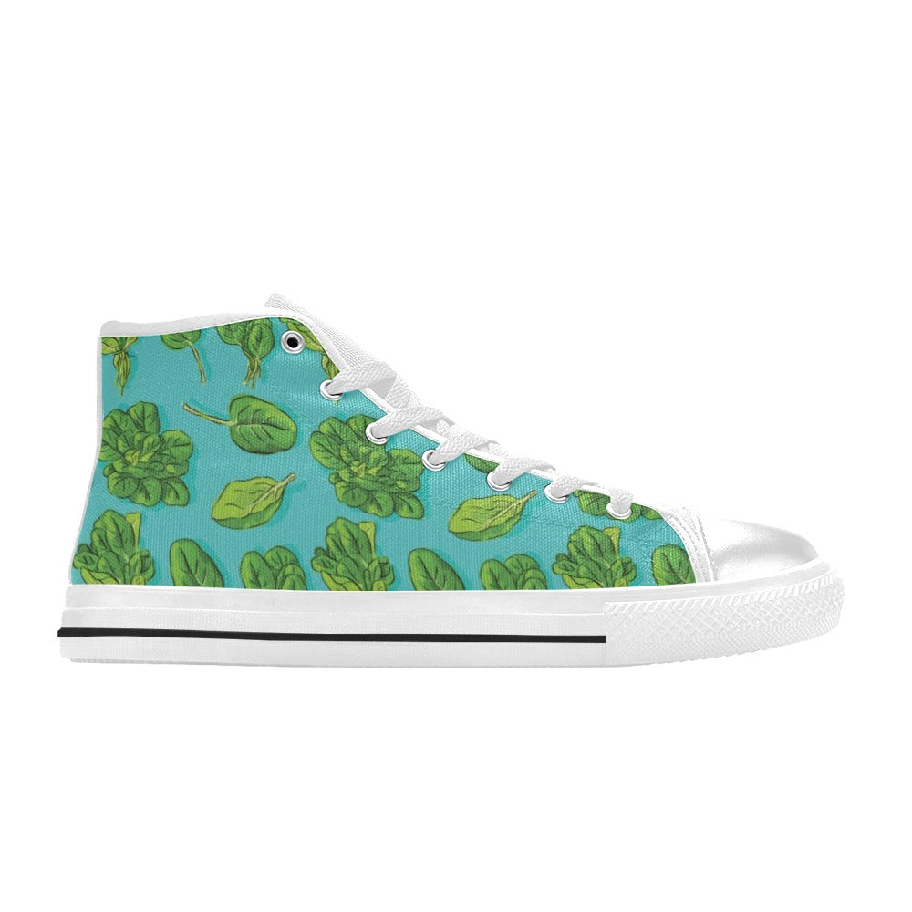 Spinach Print Design LKS301 High Top Women's White Shoes