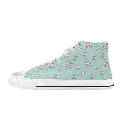 Shiba Inu Print Design LKS302 High Top Women's White Shoes