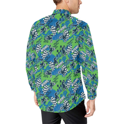 Motocross Pattern Print Design 04 Men's Long Sleeve Shirt
