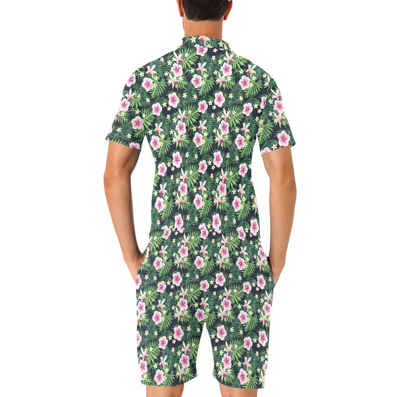 Hibiscus Tropical Print Design LKS309 Men's Romper