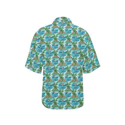 Palm Tree Hawaiian Themed Design Print Women's Hawaiian Shirt