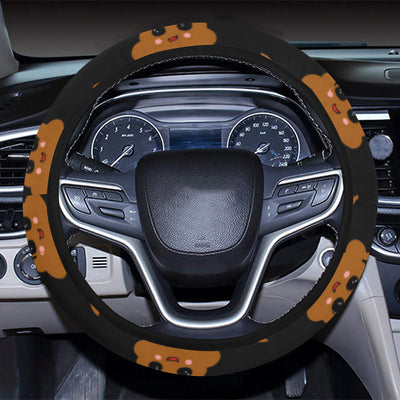 Poop Emoji Pattern Print Design A01 Steering Wheel Cover with Elastic Edge