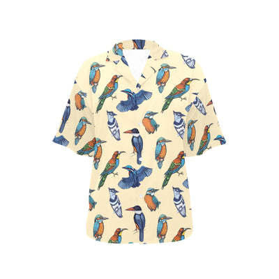 Kingfisher Bird Pattern Print Design 04 Women's Hawaiian Shirt