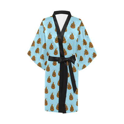 Poop Emoji Pattern Print Design A03 Women's Short Kimono