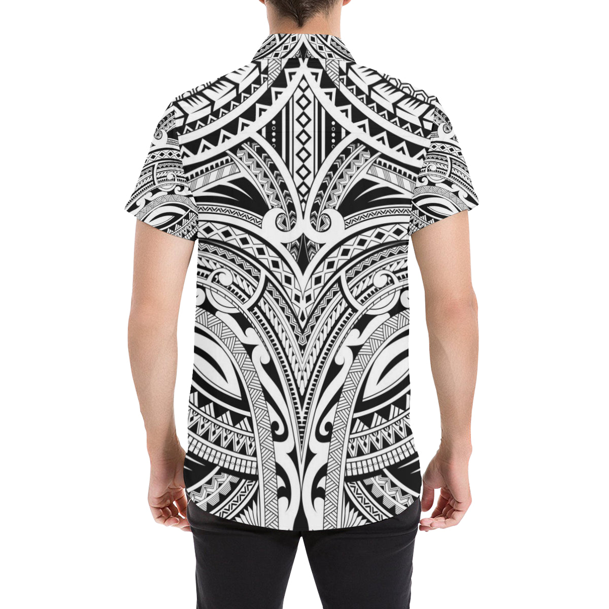 Maori Pattern Print Design 06 Men's Short Sleeve Button Up Shirt
