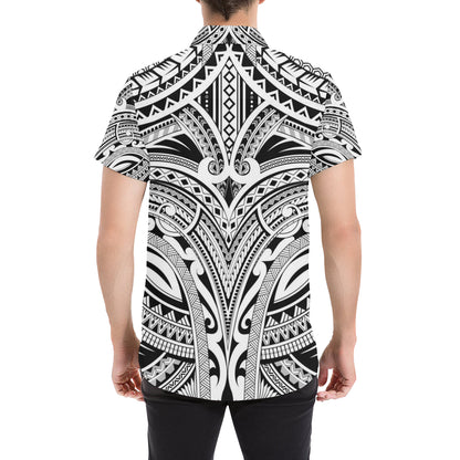 Maori Pattern Print Design 06 Men's Short Sleeve Button Up Shirt