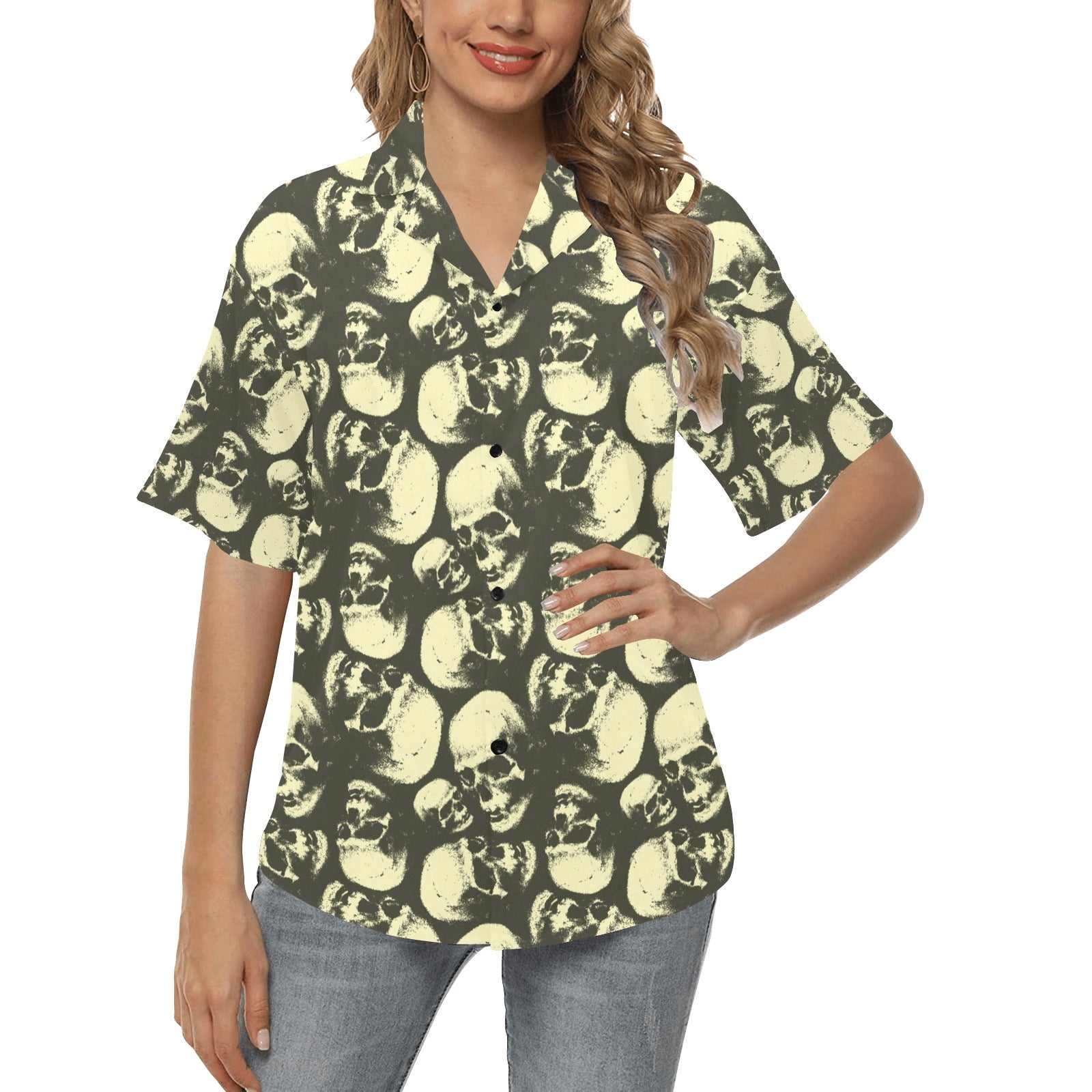 Skull Print Design LKS302 Women's Hawaiian Shirt