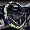 Anemone Pattern Print Design AM06 Steering Wheel Cover with Elastic Edge