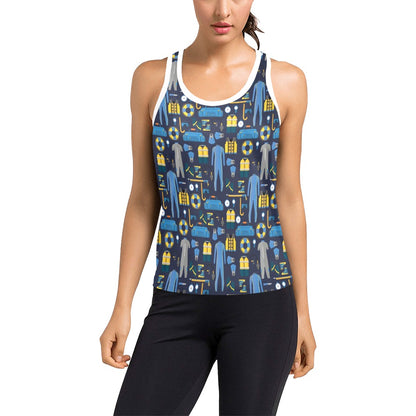 Scuba Equipment Print Design LKS305 Women's Racerback Tank Top