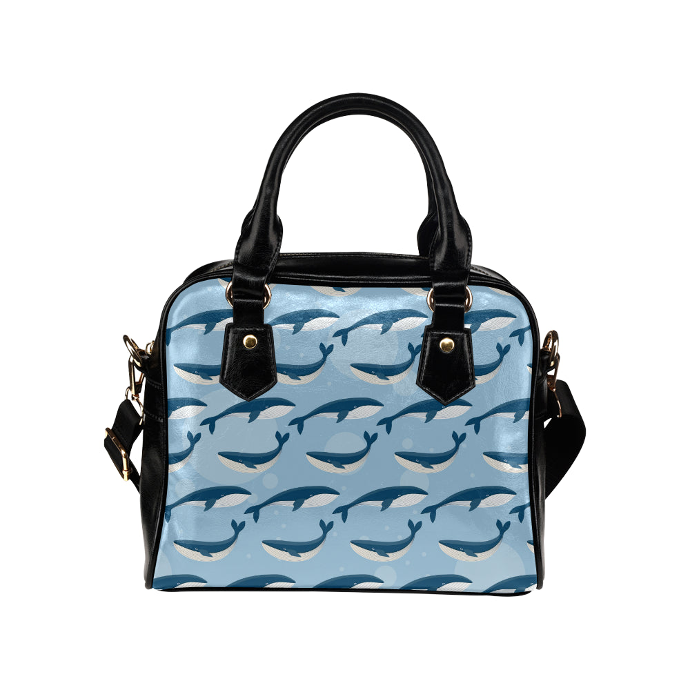 Blue Whale Pattern Print Design 02 Shoulder Handbag