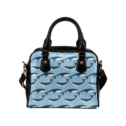 Blue Whale Pattern Print Design 02 Shoulder Handbag