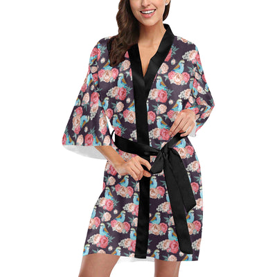 Bluebird Pattern Print Design 02 Women's Short Kimono