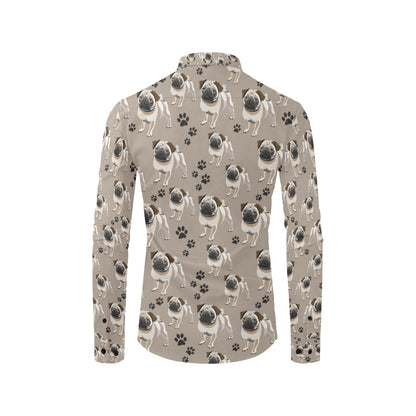 Pug Pattern Print Design A04 Men's Long Sleeve Shirt
