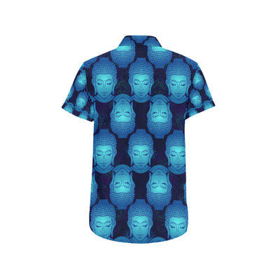 Buddha Head Mandala Men's Short Sleeve Button Up Shirt