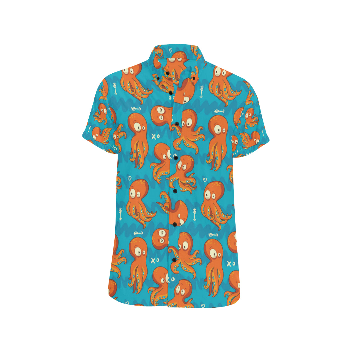 Octopus Pattern Print Design A02 Men's Short Sleeve Button Up Shirt