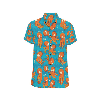Octopus Pattern Print Design A02 Men's Short Sleeve Button Up Shirt