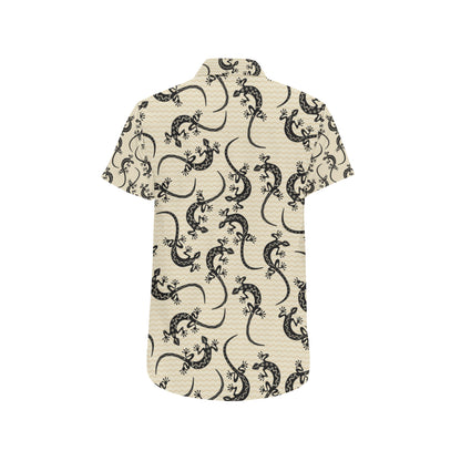lizard Pattern Print Design 02 Men's Short Sleeve Button Up Shirt