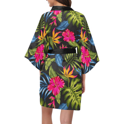 Bird Of Paradise Pattern Print Design BOP014 Women's Short Kimono