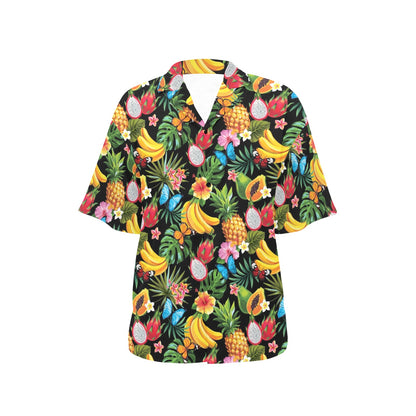 Tropical Fruits Pattern Print Design TF04 Women's Hawaiian Shirt