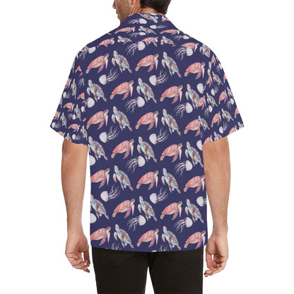 Sea Turtle With Jelly Fish Print Design LKS301 Men's Hawaiian Shirt