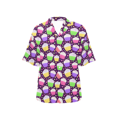 Cupcake Pattern Print Design CP07 Women's Hawaiian Shirt