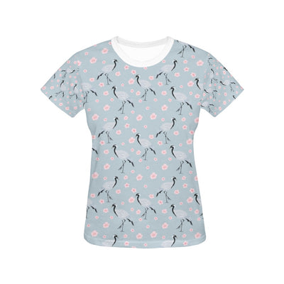 Sakura Bird Print Design LKS304 Women's  T-shirt