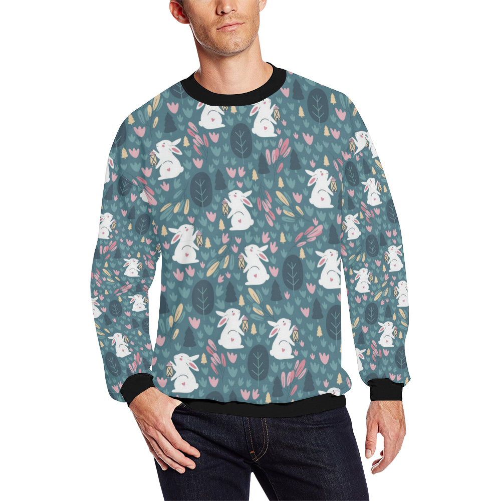Rabbit Pattern Print Design RB013 Men Long Sleeve Sweatshirt