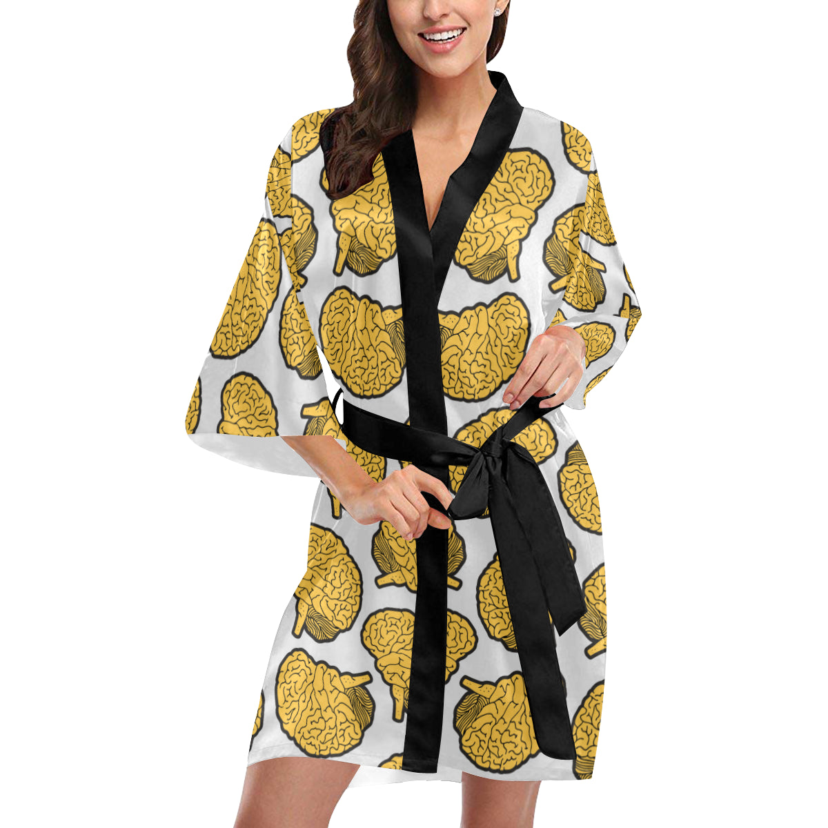 Psychology Pattern Print Design A01 Women's Short Kimono