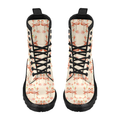 Flamingo Hibiscus Print Pattern Women's Boots