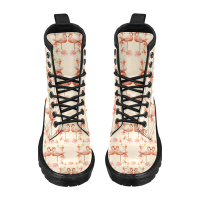 Flamingo Hibiscus Print Pattern Women's Boots