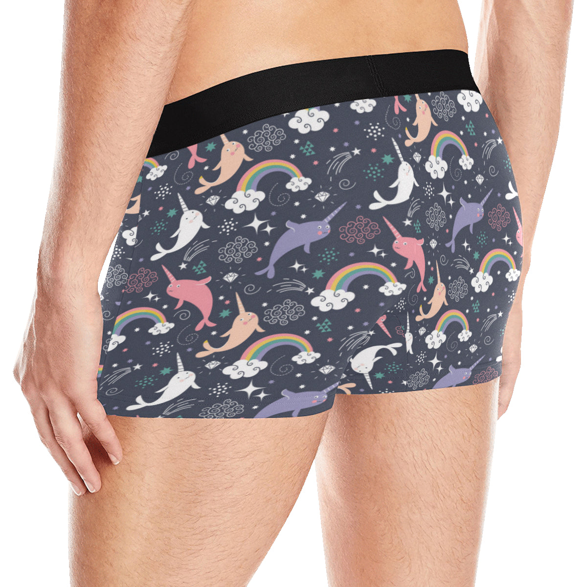 Narwhal Pattern Print Design 01 Men's Boxer Briefs