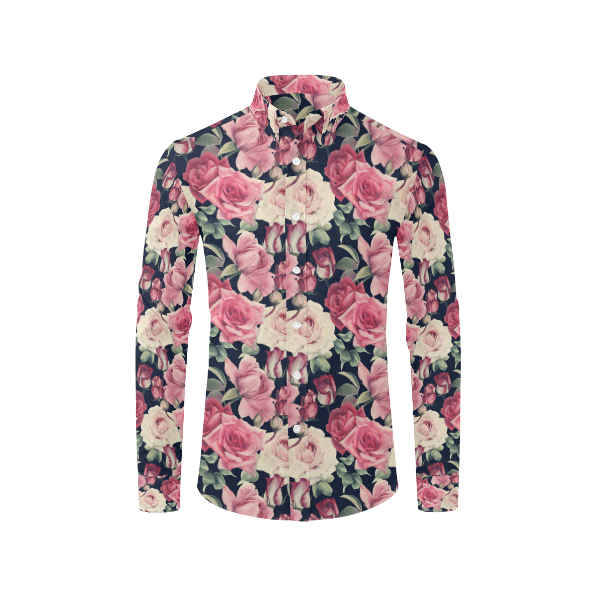 Rose Pattern Print Design RO05 Men's Long Sleeve Shirt