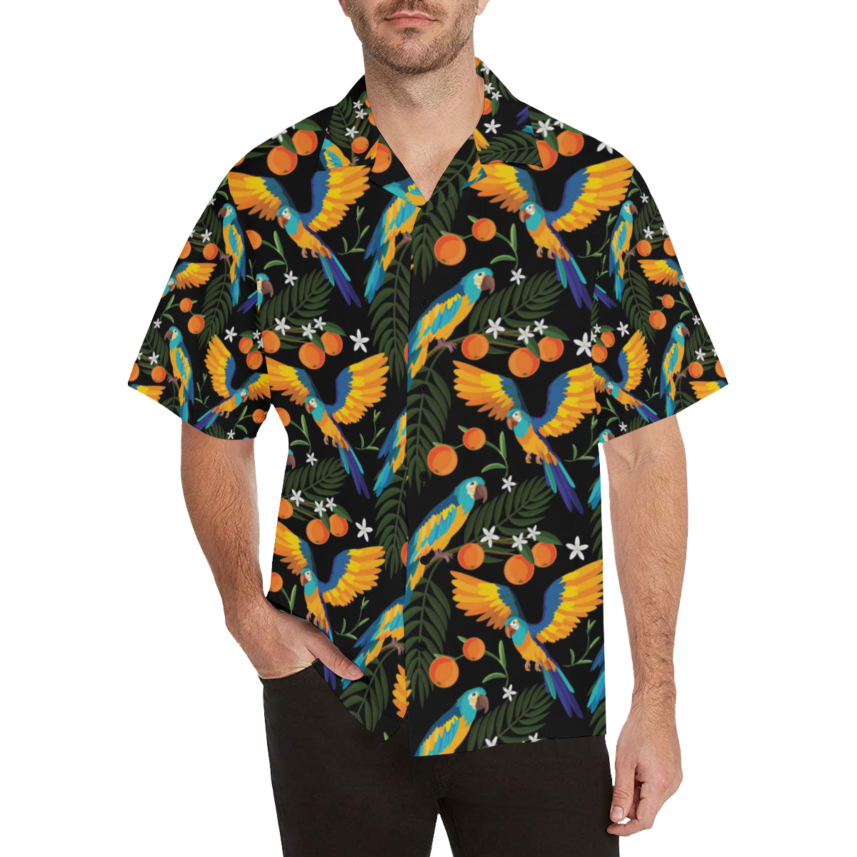 Macaw Pattern Print Design 03 Men's Hawaiian Shirt