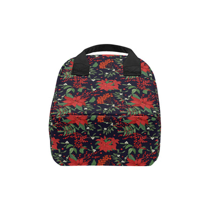 Poinsettia Pattern Print Design POT02 Insulated Lunch Bag