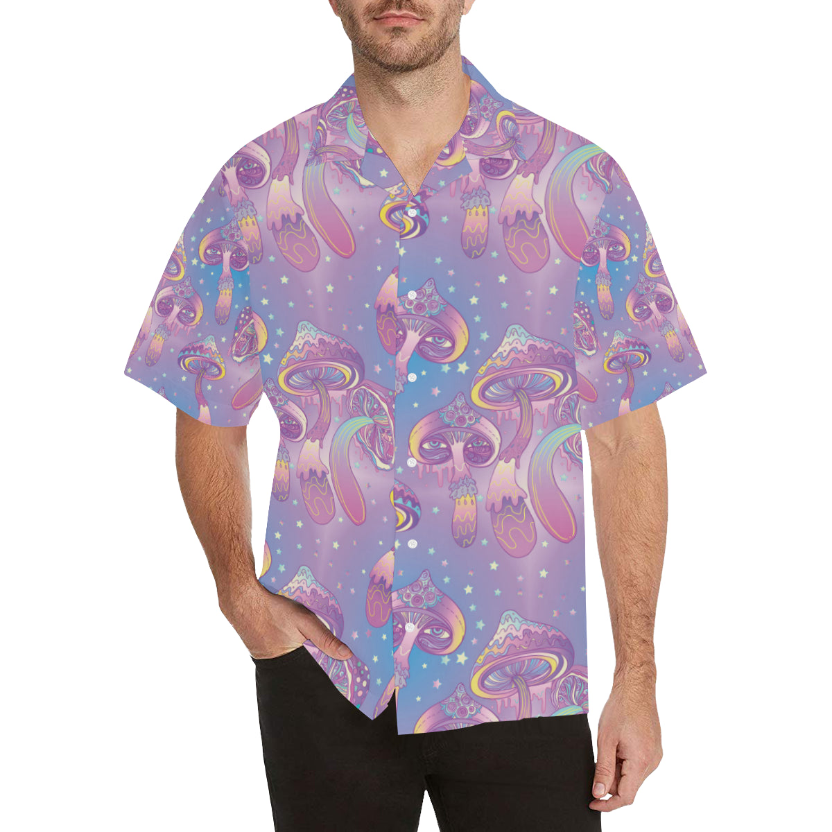Psychedelic Mushroom Pattern Print Design A01 Men's Hawaiian Shirt