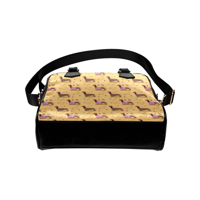 Dachshund Pattern Print Design 07 Shoulder Handbag