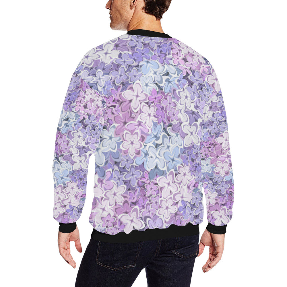 Lilac Pattern Print Design LI01 Men Long Sleeve Sweatshirt
