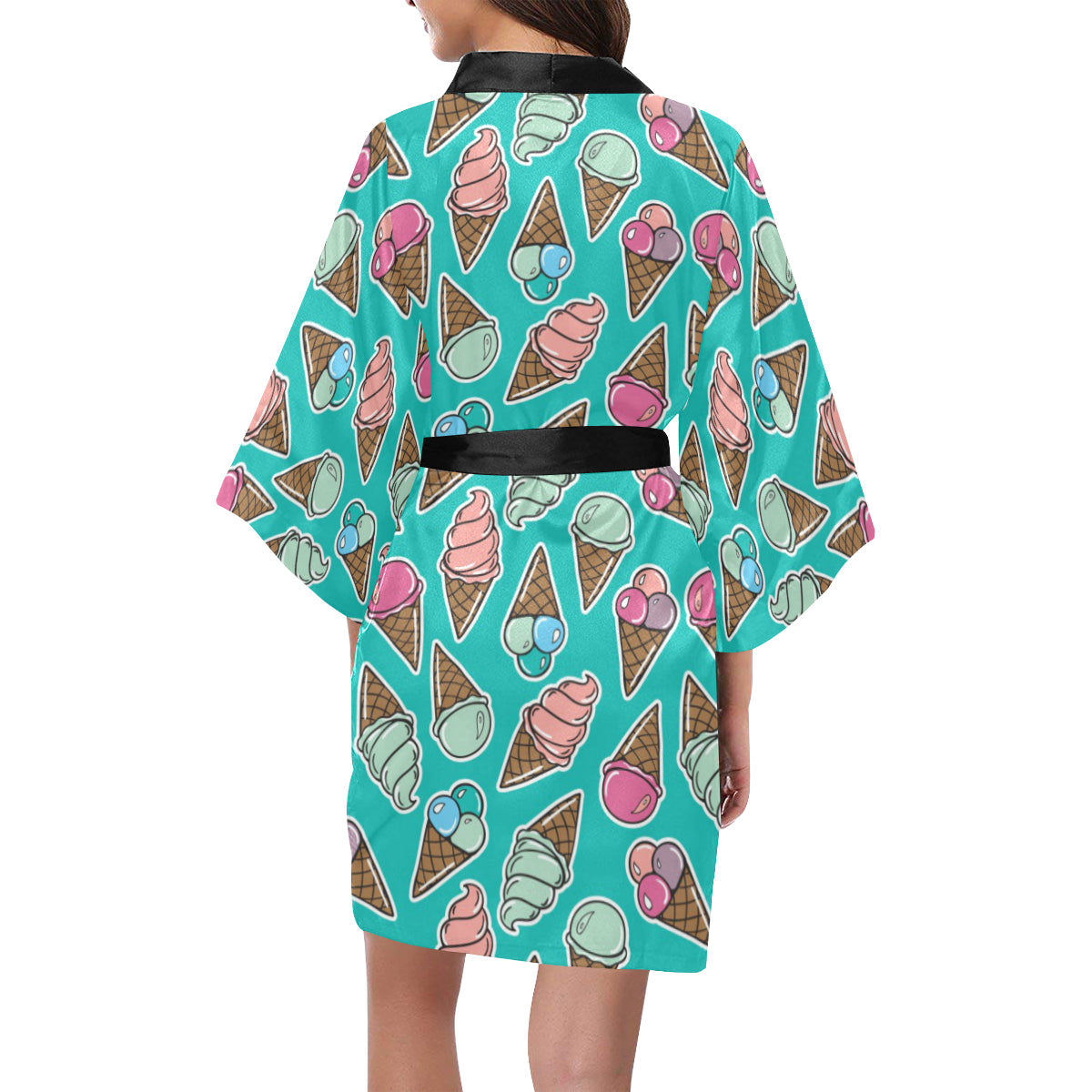 Ice Cream Pattern Print Design IC01 Women Kimono Robe