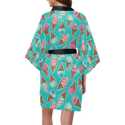 Ice Cream Pattern Print Design IC01 Women Kimono Robe