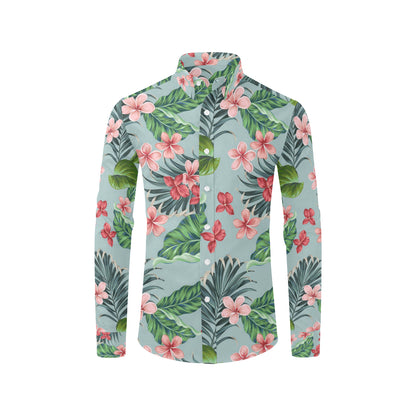 Plumeria Pattern Print Design PM027 Men's Long Sleeve Shirt