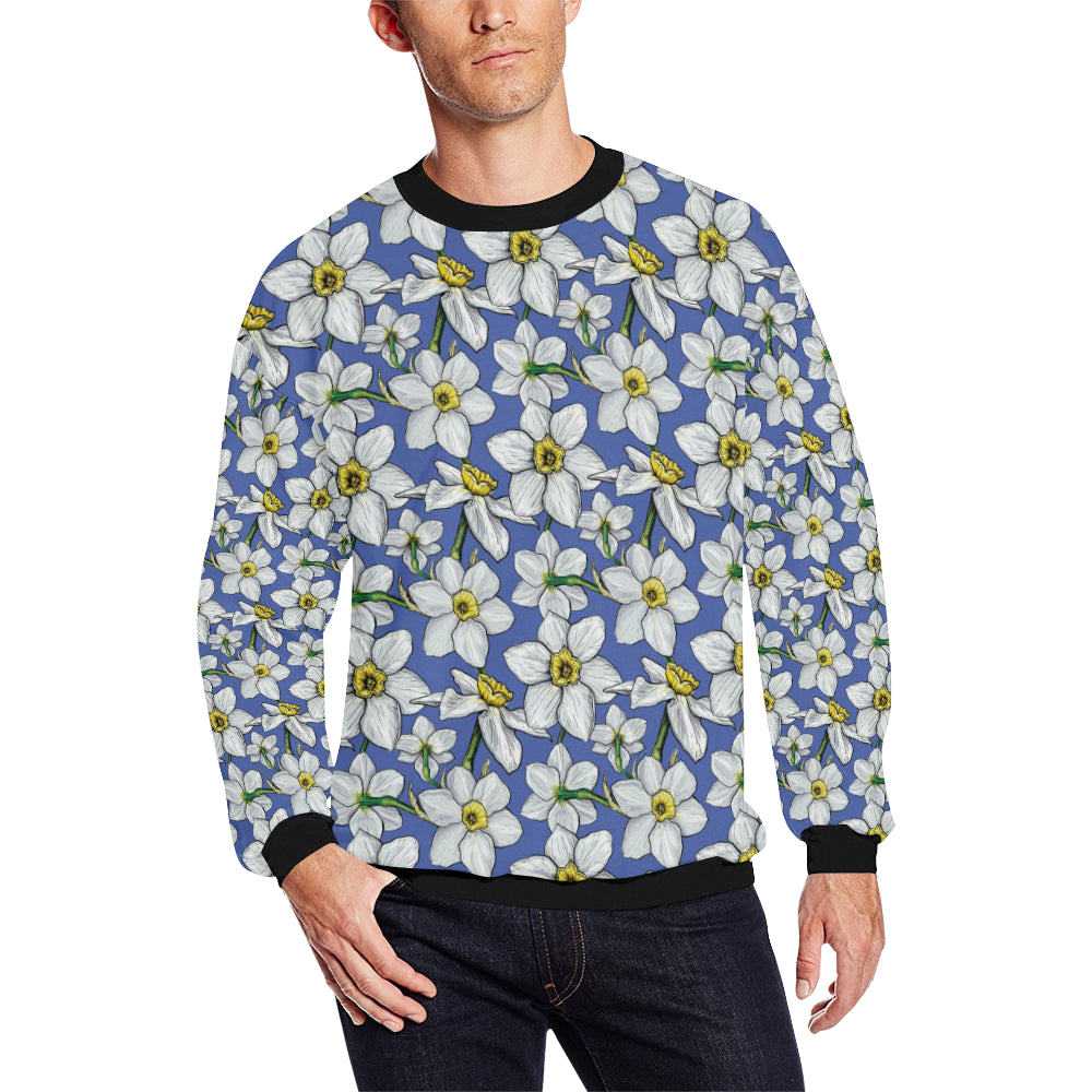 Daffodils Pattern Print Design DF08 Men Long Sleeve Sweatshirt