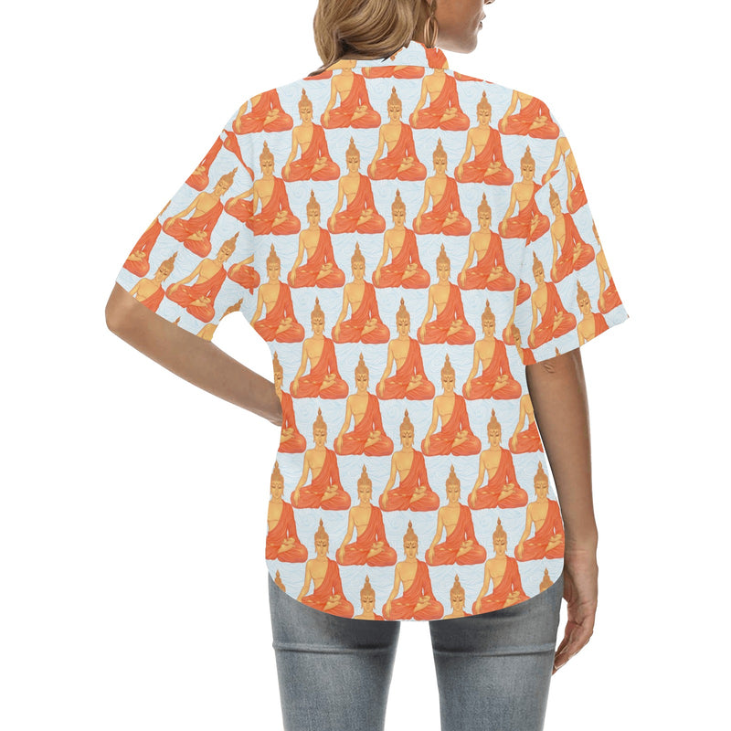 Buddha Pattern Print Women's Hawaiian Shirt