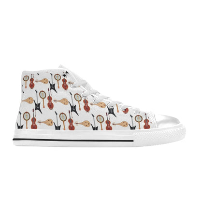 Banjo Print Design LKS403 High Top Women's White Shoes