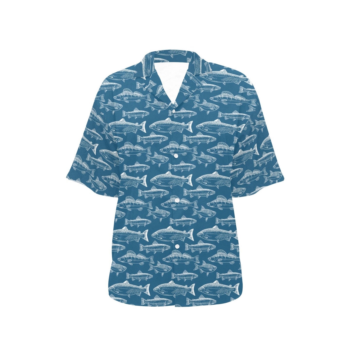 Salmon Fish Print Design LKS301 Women's Hawaiian Shirt