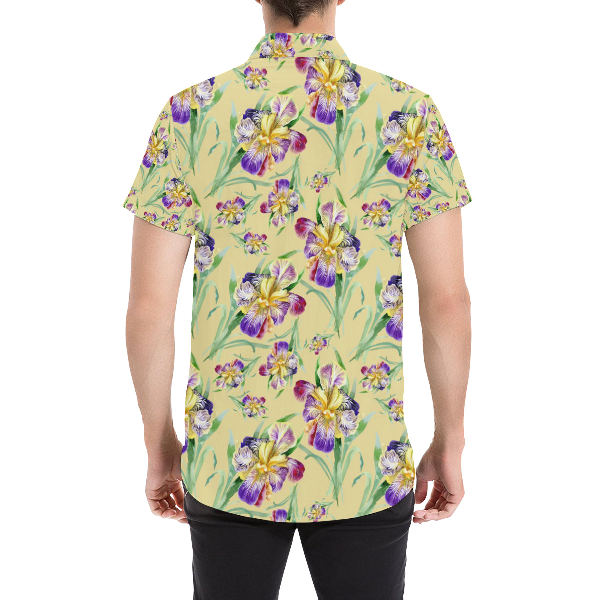 Iris Pattern Print Design IR06 Men's Short Sleeve Button Up Shirt
