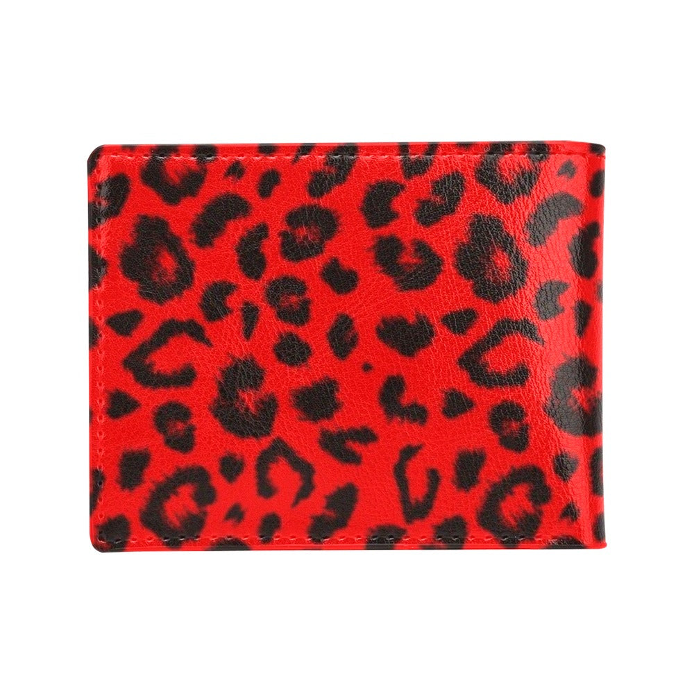 Leopard Red Skin Print Men's ID Card Wallet